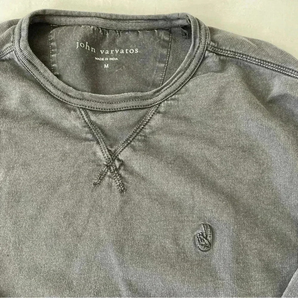 JOHN VARVATOS Darien Long Sleeve Garment Dye Terry Sweatshirt In Grey Size M - Picture 12 of 12
